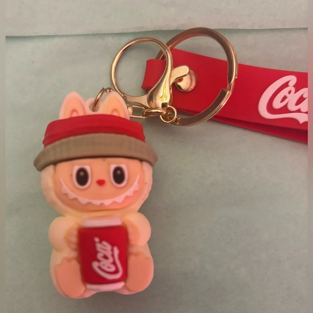 Coca Cola Red and White Labubu Collectible Bag Charm